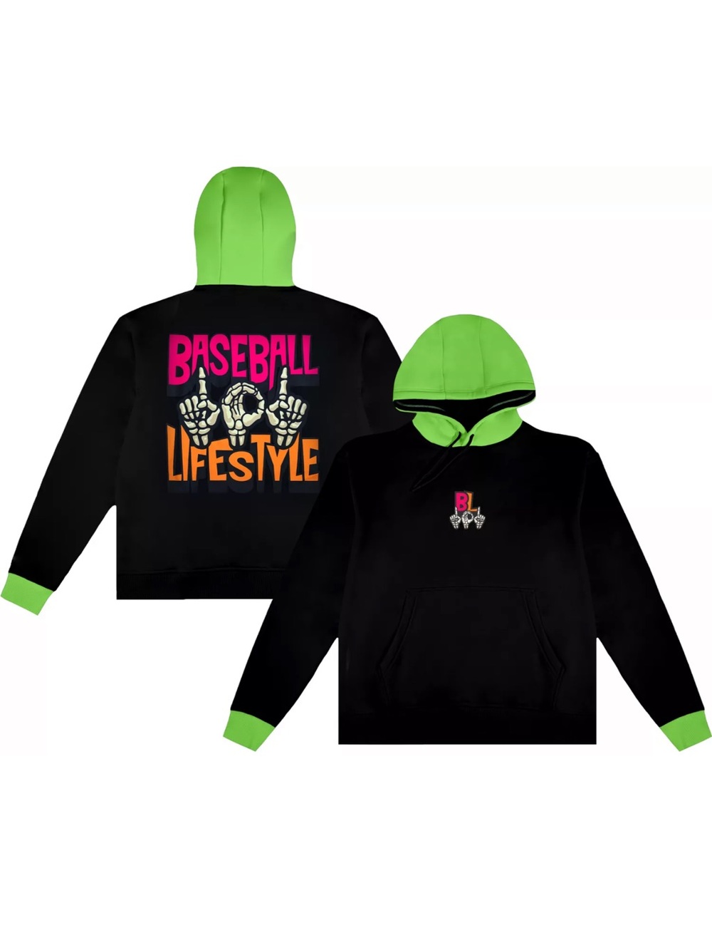 NWT Baseball Lifestyle 101 Youth Hoodie Small, Spooky Skeleton, Small
